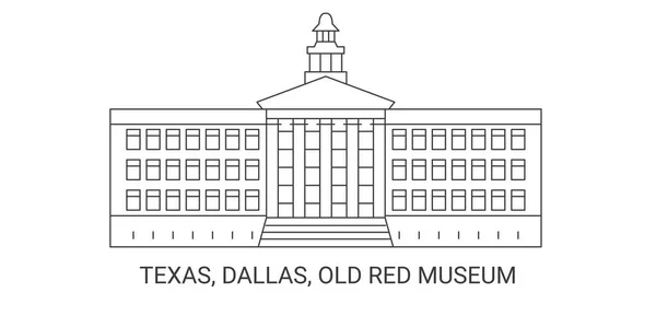 Estados Unidos Texas Dallas Old Red Museum Ilustración Vector Línea — Vector de stock