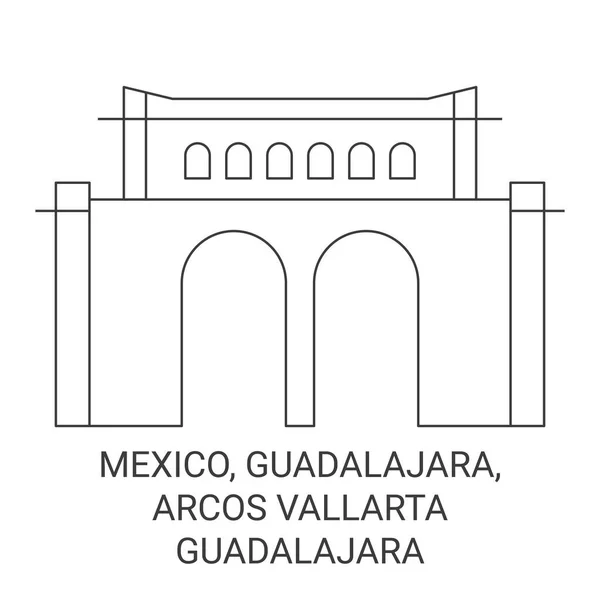 Μεξικό Γκουανταλαχάρα Arcos Vallarta Guadalajara Ταξίδια Ορόσημο Γραμμή Διανυσματική Απεικόνιση — Διανυσματικό Αρχείο
