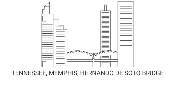 Estados Unidos Tennessee Memphis Hernando Soto Puente Recorrido Hito Línea — Vector de stock