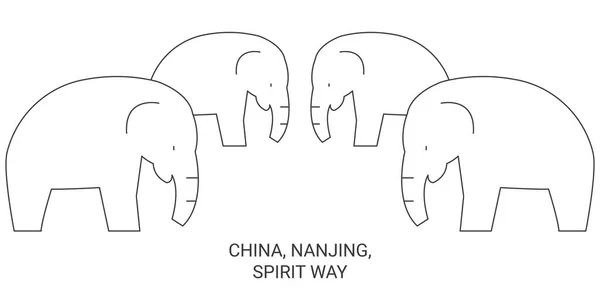 Китай Нанкін Spirit Way Travels Landmark Line Vector Illustration — стоковий вектор