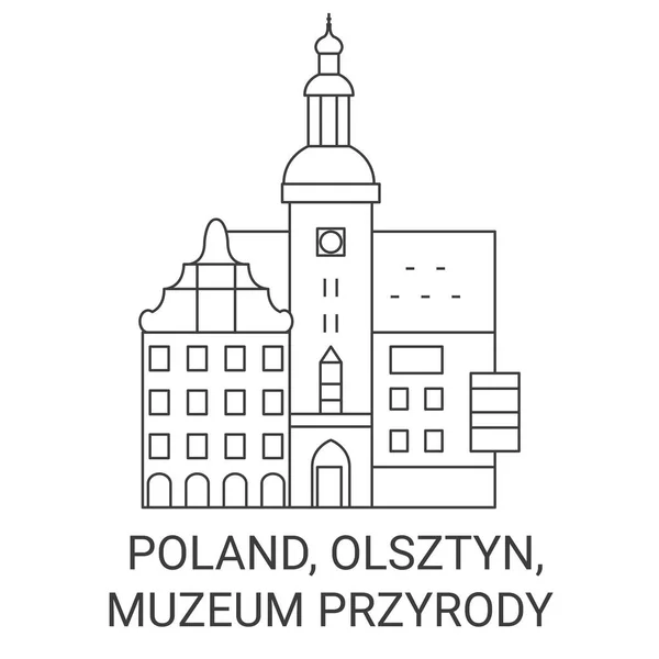 ポーランド Olsztyn Muzeum Przyrody旅行ランドマークラインベクトル図 — ストックベクタ