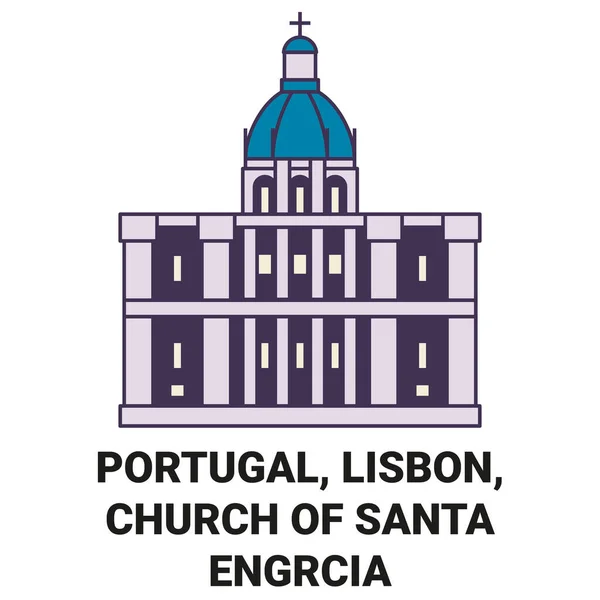 Portugal Lissabon Kerk Van Santa Engrcia Reizen Oriëntatiepunt Lijn Vector — Stockvector