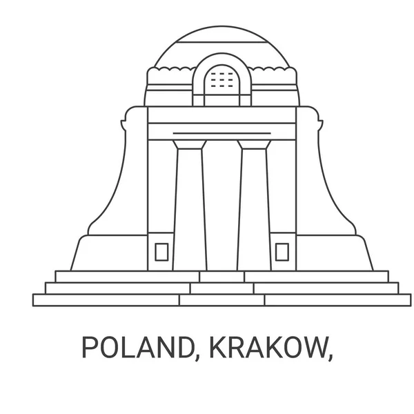 Polonia Cracovia Ilustración Vector Línea Hito Viaje — Vector de stock
