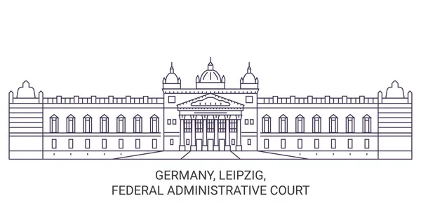 Deutschland Leipzig Bundesverwaltungsgericht Reisewegweisende Linienvektorillustration — Stockvektor