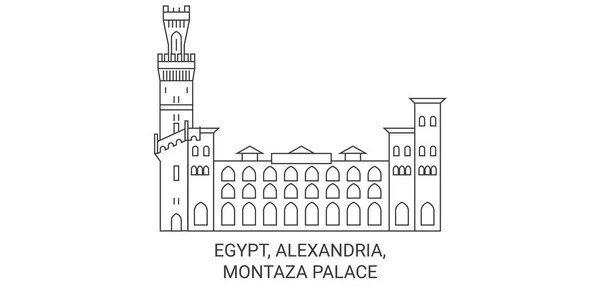 Egyiptom Alexandria Montaza Palace Utazás Mérföldkő Vonal Vektor Illusztráció — Stock Vector
