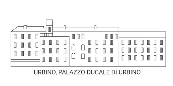 Rusya Urbino Palazzo Ducale Urbino Seyahat Çizgisi Çizimi — Stok Vektör