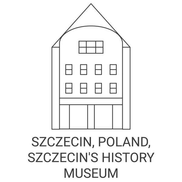 Polonya Szczecin Szczecins Tarih Müzesi Seyahat Çizgisi Çizelgesi Çizimi — Stok Vektör