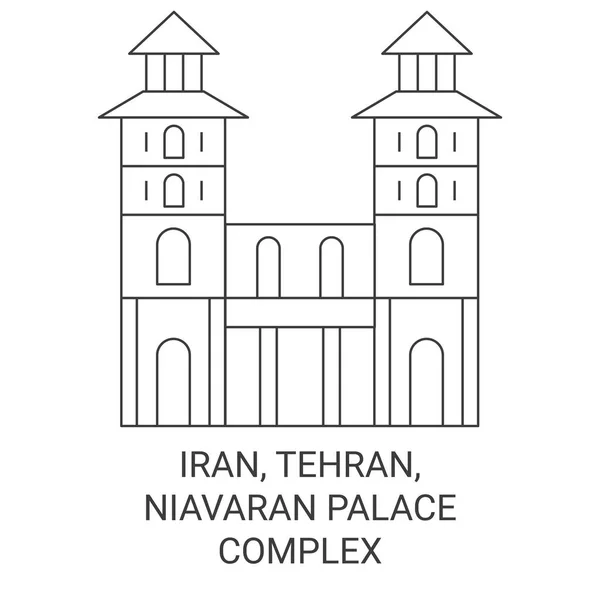 Irão Teerão Palácio Niavaran Ilustração Vetorial Linha Referência Viagens Complexas —  Vetores de Stock