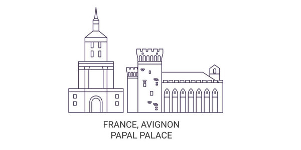 France, Avignon, Papal Palace travel landmark line vector illustration