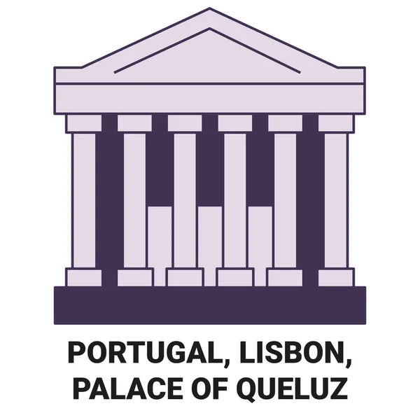 Portugal Lissabon Paleis Van Queluz Reis Oriëntatiepunt Lijn Vector Illustratie — Stockvector
