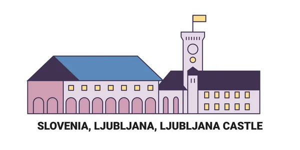 Slovenien Ljubljana Ljubljana Slott Resor Landmärke Linje Vektor Illustration — Stock vektor