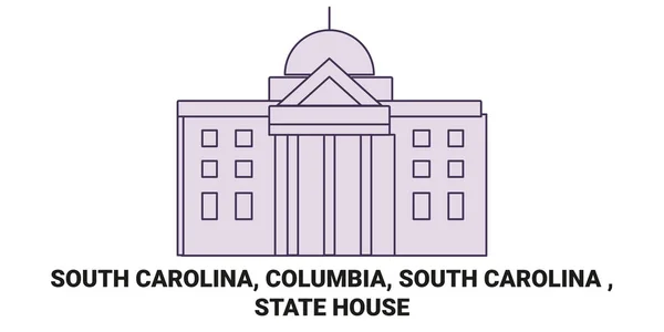 Estados Unidos Carolina Sul Columbia State House Viagem Marco Linha — Vetor de Stock
