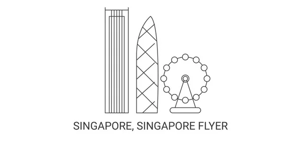 Singapur Singapore Flyer Reise Meilenstein Linienvektorillustration — Stockvektor
