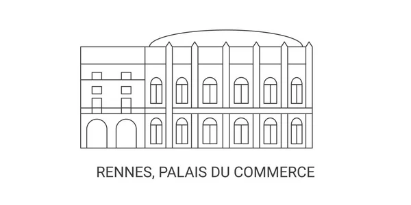 France Rennes Palais Commerce Illustration Vectorielle Ligne Historique Voyage — Image vectorielle