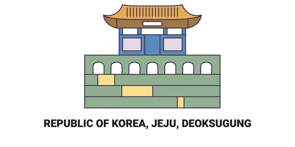 Republic Korea Jeju Deoksugung Travel Landmark Line Celebration — стоковий вектор