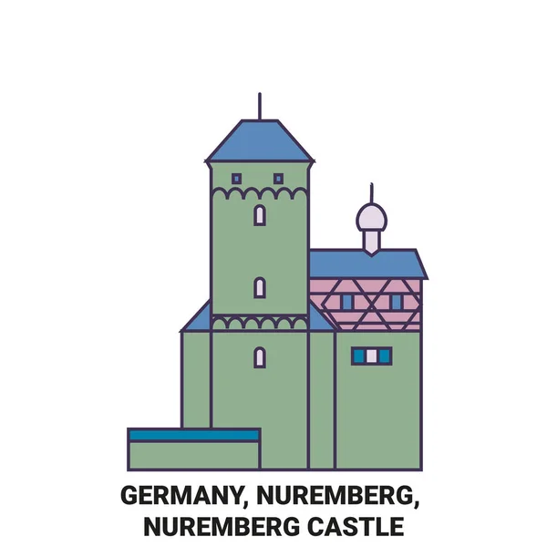 Allemagne Nuremberg Château Nuremberg Illustration Vectorielle Ligne Voyage — Image vectorielle