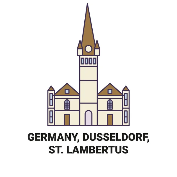 Allemagne Düsseldorf Illustration Vectorielle Ligne Repère Voyage Lambertus — Image vectorielle