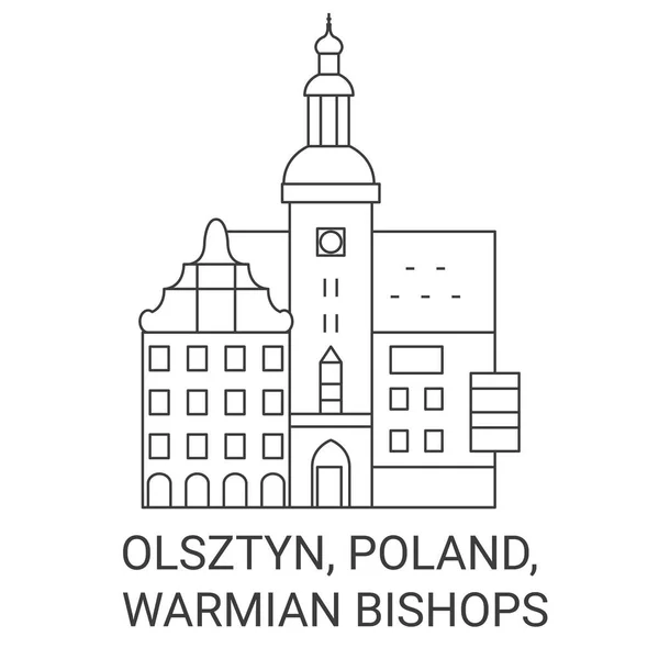 Polônia Olsztyn Warmian Bispos Viagem Marco Linha Vetor Ilustração — Vetor de Stock