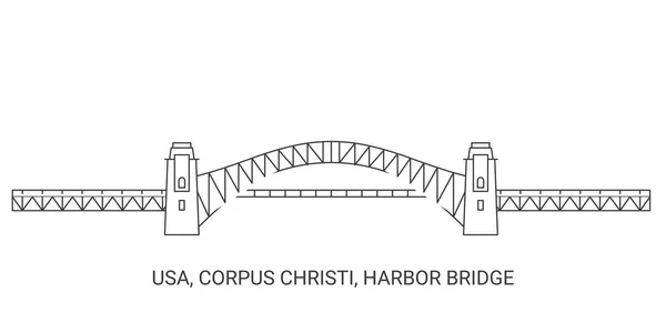 stock vector Usa, Corpus Christi, Harbor Bridge travel landmark line vector illustration