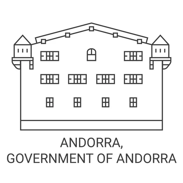 Andorra Andorras Regering Resa Landmärke Linje Vektor Illustration — Stock vektor