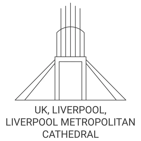 イギリス リバプール リバプール大聖堂旅行ランドマークラインベクトルイラスト — ストックベクタ