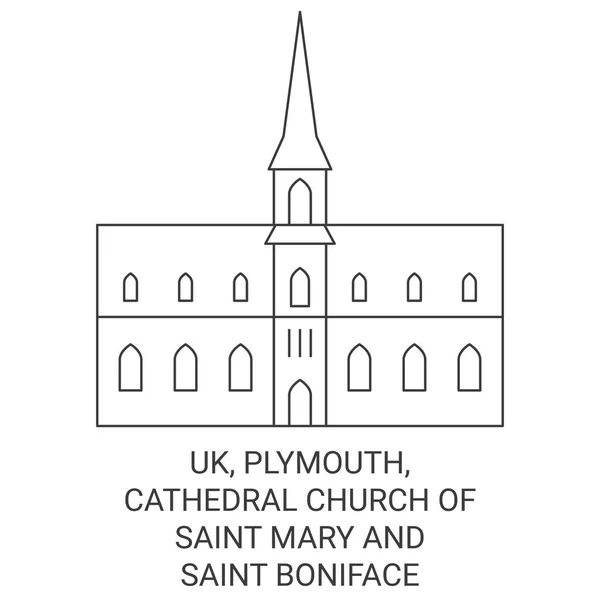 Engeland Plymouth Cathedral Church Saint Mary Saint Boniface Reizen Oriëntatiepunt — Stockvector