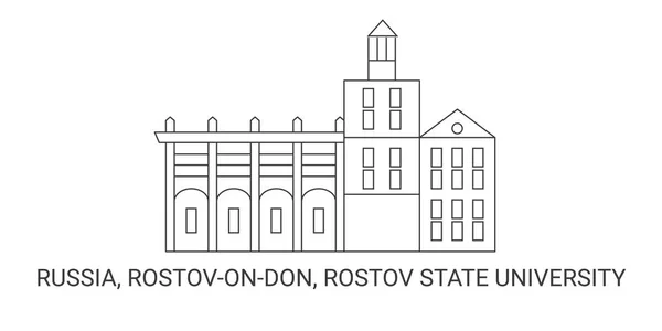 Russie Rostovondon Université État Rostov Illustration Vectorielle Ligne Repère Voyage — Image vectorielle