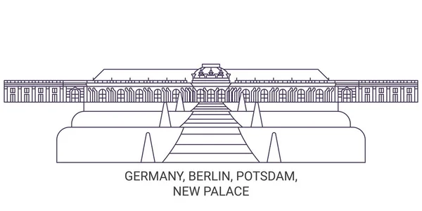 Almanya Berlin Potsdam New Palace Seyahat Çizgisi Vektör Ilüstrasyonu — Stok Vektör