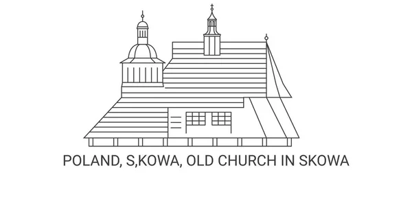 Polonia Sekowa Iglesia Vieja Viaje Hito Línea Vector Ilustración — Vector de stock