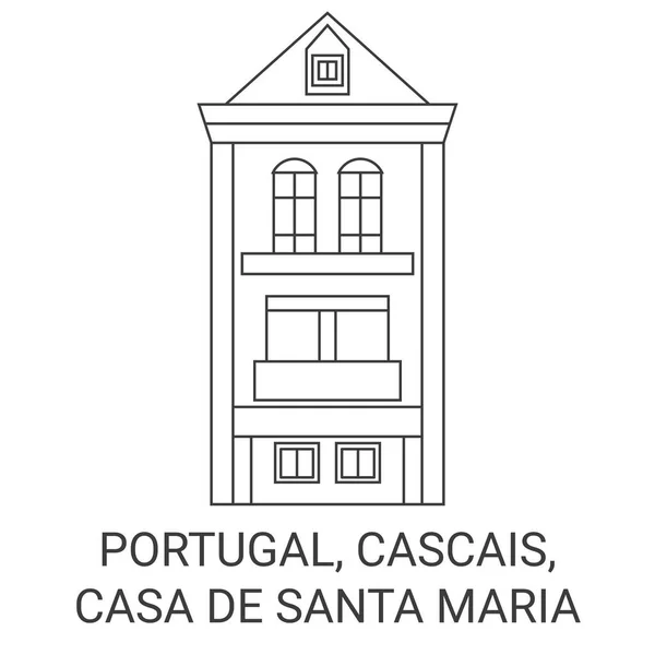 Portugal Cascais Casa Santa Maria Viaje Hito Línea Vector Ilustración — Archivo Imágenes Vectoriales