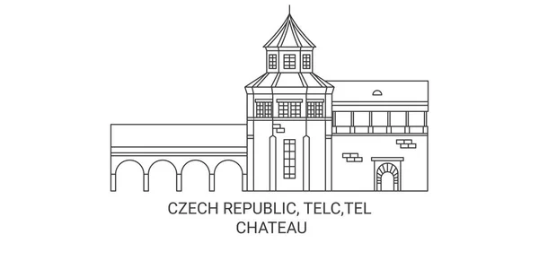 Tschechische Republik Telc Tel Chteau Reise Meilenstein Linie Vektor Illustration — Stockvektor