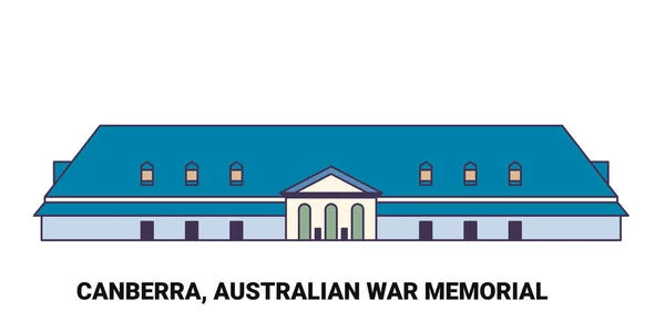 オーストラリア キャンベラ オーストラリア戦争記念旅行のランドマークラインベクトルイラスト — ストックベクタ