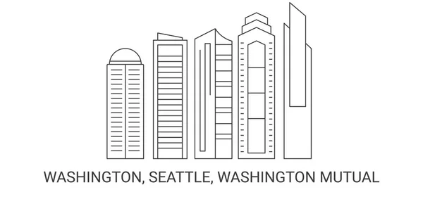 Estados Unidos Washington Seattle Washington Mutual Línea Referencia Viaje Vector — Vector de stock