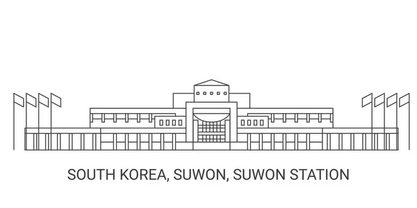 Republic Korea Suwon Suwon Station Travel Landmark Line Brief — стоковий вектор