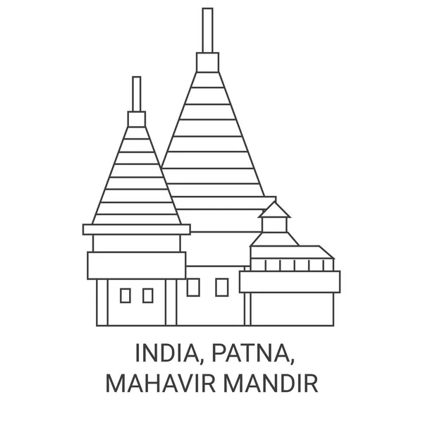 Indien Patna Mahavir Mandir Resa Landmärke Linje Vektor Illustration — Stock vektor