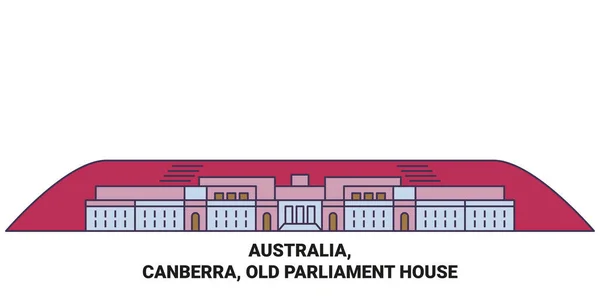 Australia Canberra Old Parliament House Travel Landmark Line Vector Illustration — Stock Vector
