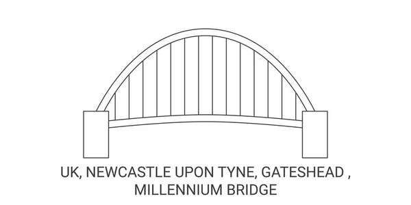 Angleterre Newcastle Tyne Gateshead Millennium Bridge Illustration Vectorielle Ligne Repère — Image vectorielle