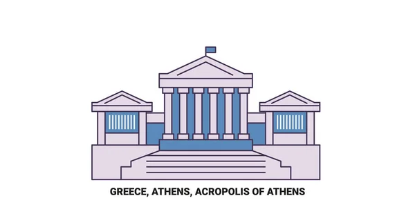 Greece Athens Acropolis Athens Travel Landmark Line Vector Illustration — Stock Vector