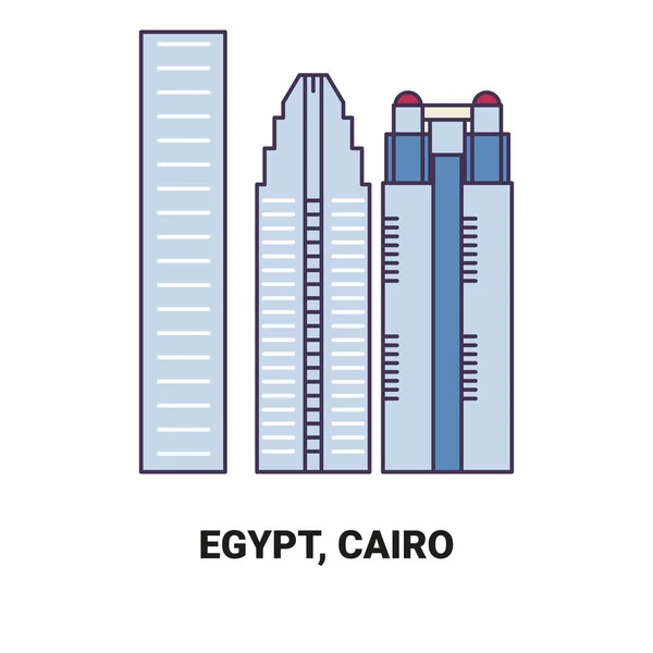 Egypt Káhira Cestování Orientační Linie Vektorové Ilustrace — Stockový vektor