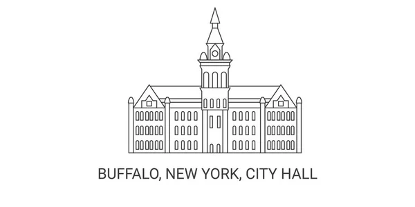Estados Unidos Buffalo Nova York City Hall Viagem Marco Linha — Vetor de Stock