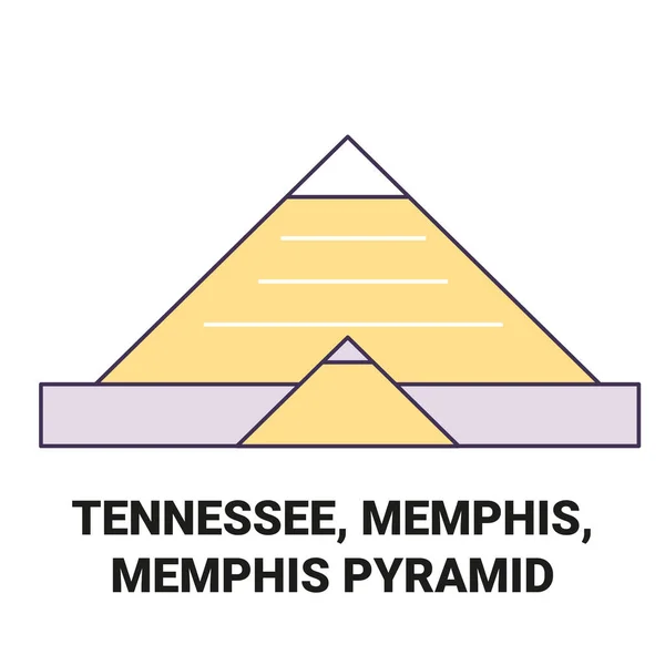 Ηνωμένες Πολιτείες Τενεσί Μέμφις Μέμφις Πυραμίδα Ταξίδια Ορόσημο Γραμμή Διανυσματική — Διανυσματικό Αρχείο