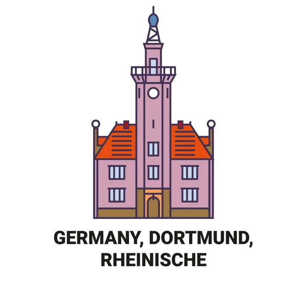 Niemcy Dortmund Rheinische Strae Podróży Punkt Orientacyjny Linii Wektor Ilustracja — Wektor stockowy
