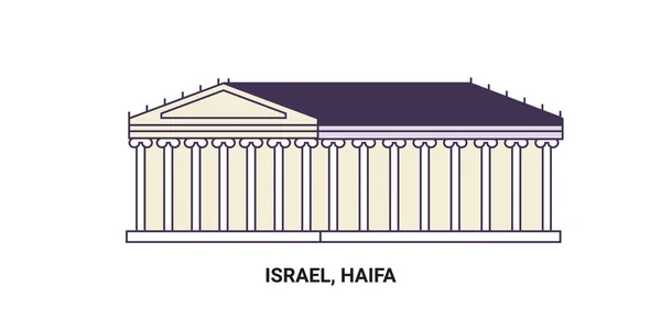 Israel Haifa Viaje Hito Línea Vector Ilustración — Vector de stock