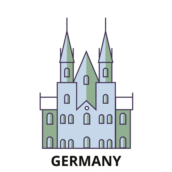 Duitsland Royal Castle Reizen Oriëntatiepunt Lijn Vector Illustratie — Stockvector