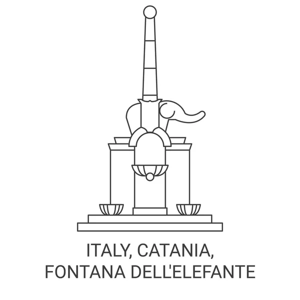 Ιταλία Κατάνια Fontana Dellelefante Ταξιδιωτικό Ορόσημο Γραμμή Διανυσματική Απεικόνιση — Διανυσματικό Αρχείο