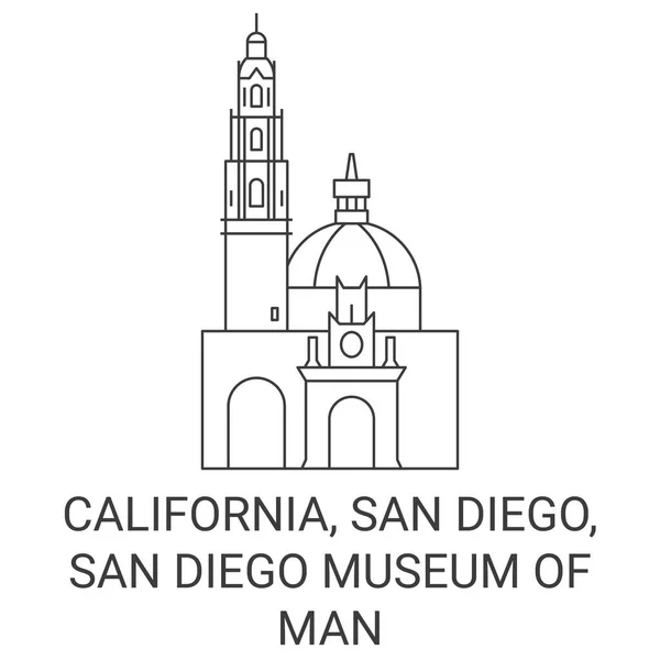 États Unis Californie San Diego San Diego Museum Man Illustration — Image vectorielle