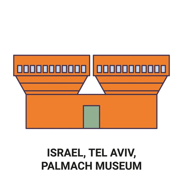Israel Tel Aviv Palmach Museo Viaje Hito Línea Vector Ilustración — Vector de stock