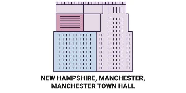 Estados Unidos New Hampshire Manchester Manchester Town Hall Viagem Marco —  Vetores de Stock