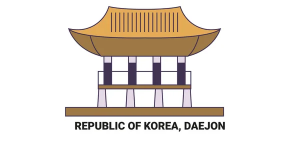 República Coréia Daejon Viagem Marco Linha Vetor Ilustração —  Vetores de Stock