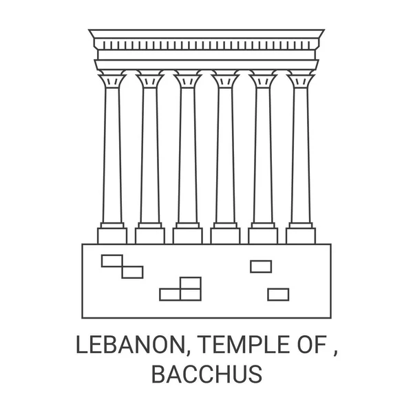 Liban Temple Bakchus Podróży Punkt Orientacyjny Linii Wektor Ilustracja — Wektor stockowy